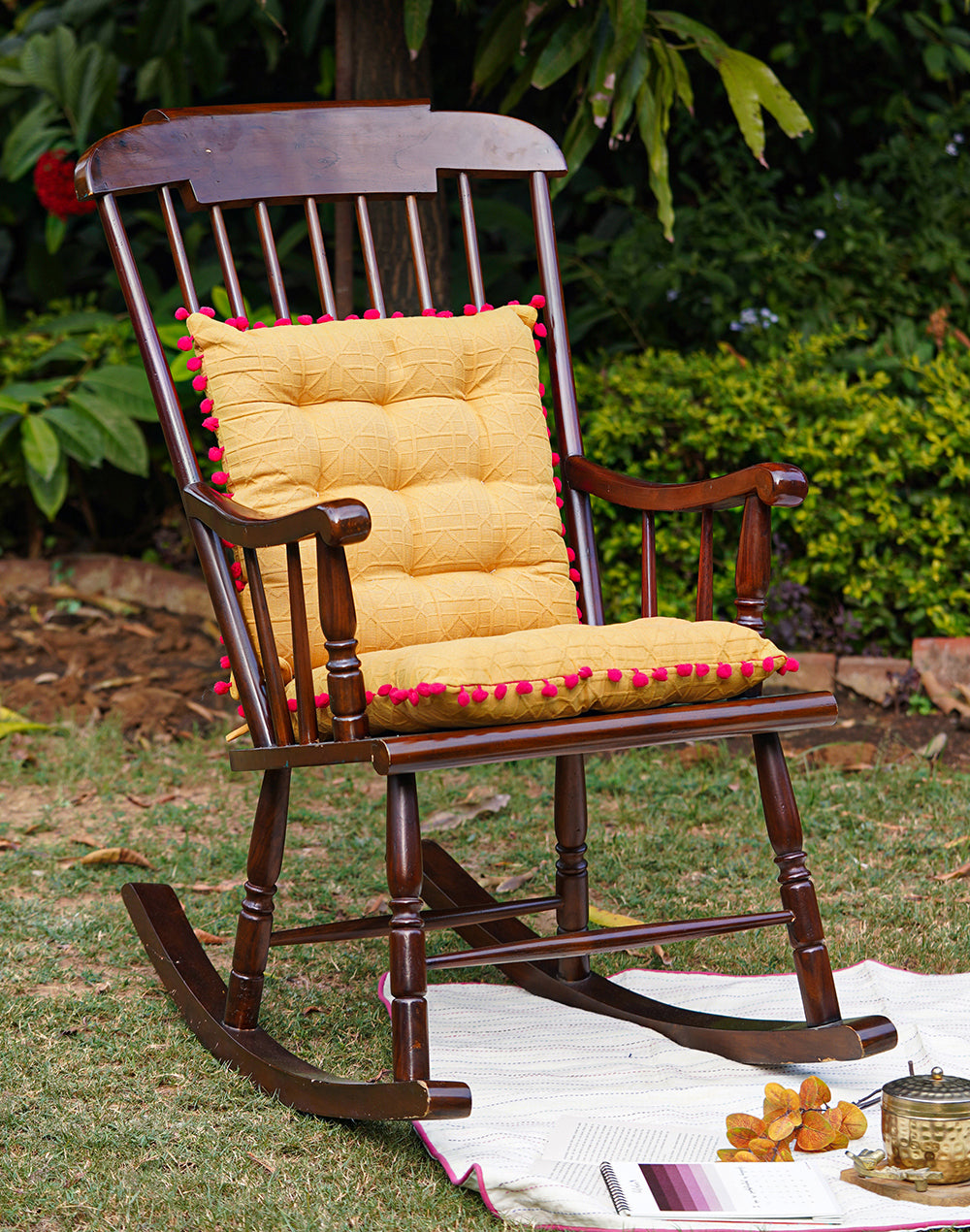 Yellow Textured Chairpad/ Floor Cushion