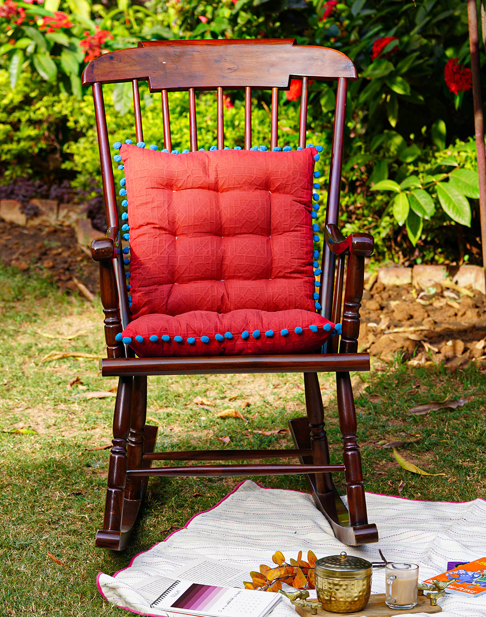 Red Textured Chairpad / Floor Cushion