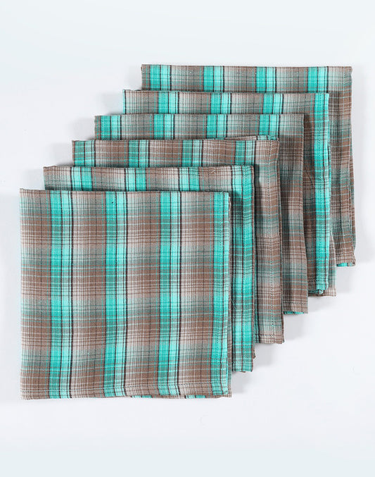 Set Of 6 - 12"X12" Blue Checks Napkin