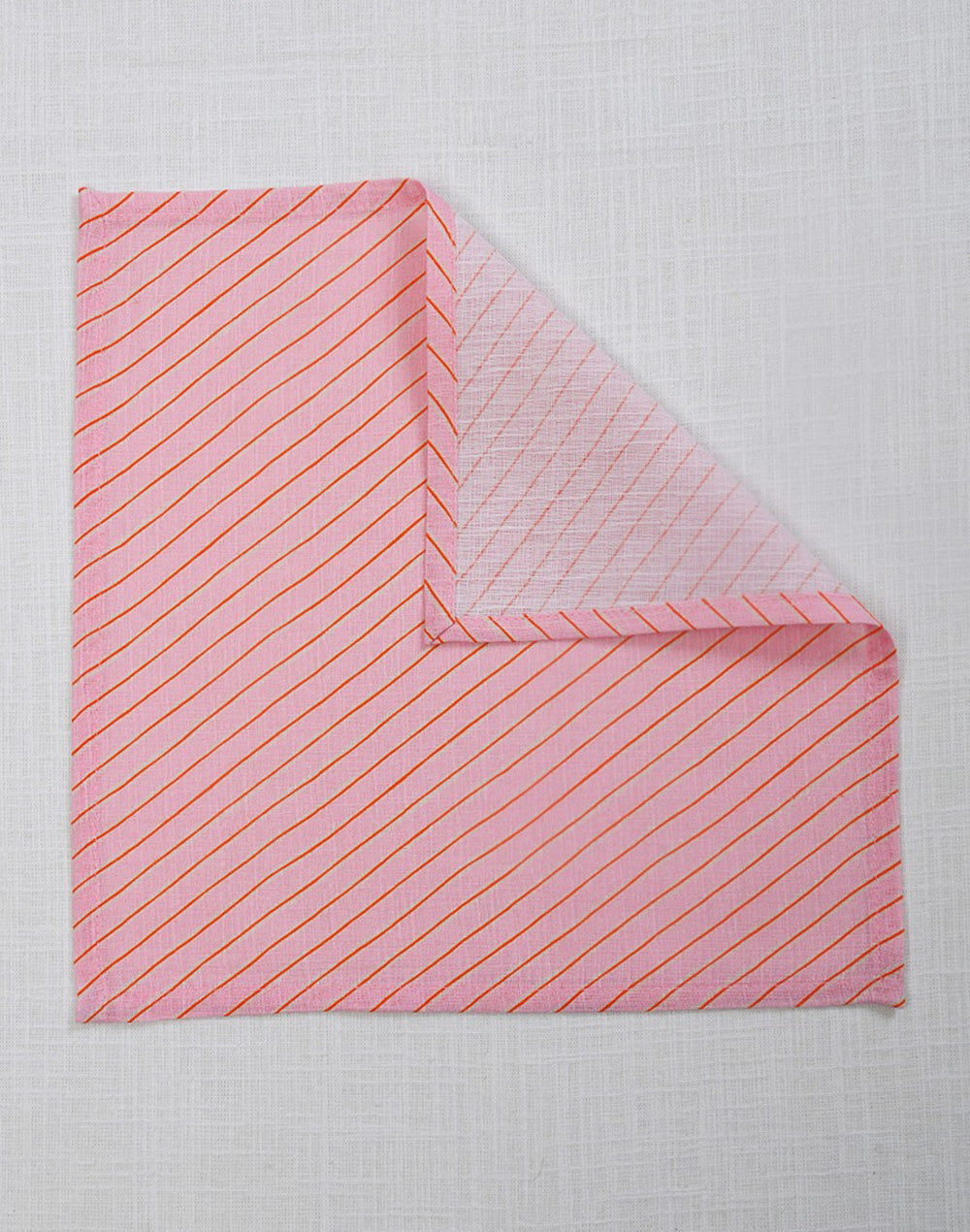Set Of 6- 12"X12" Pink Stripes Cotton Napkin