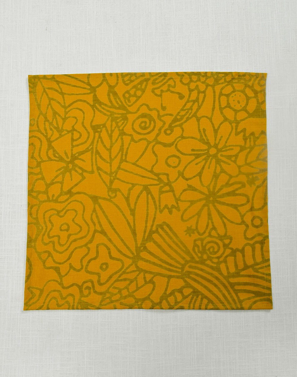 Set Of 6 - 16"X16" Yellow Floral Cotton Napkin