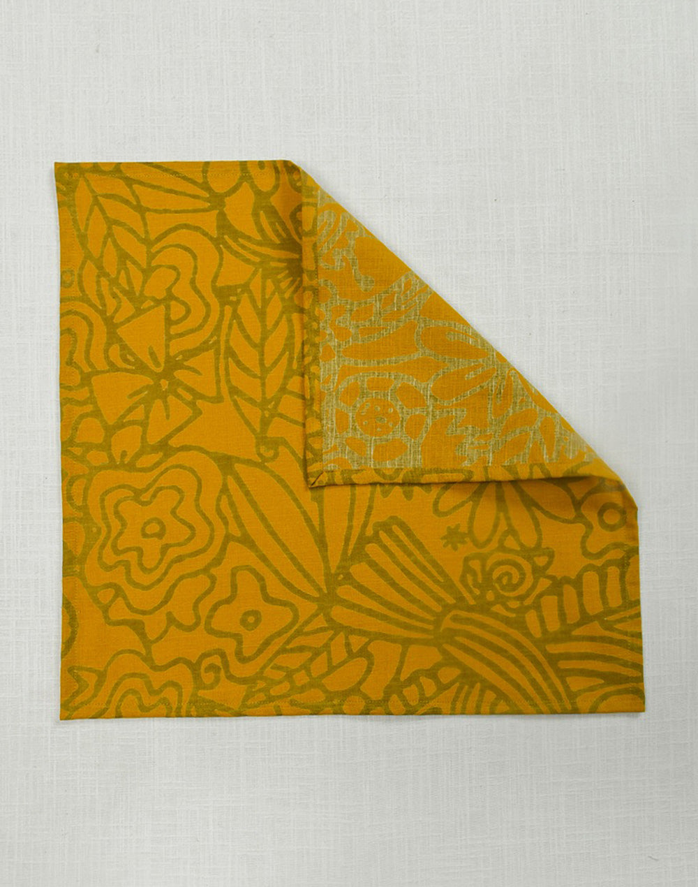 Set Of 6 - 16"X16" Yellow Floral Cotton Napkin