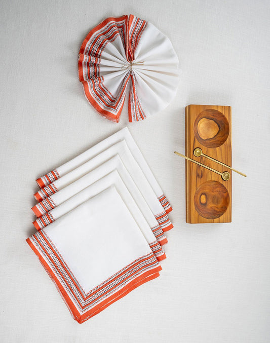 Set Of 6 -20"X20" White Cotton Napkin