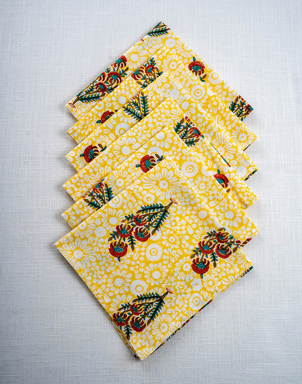 Set Of 6 - 16"X 16" Yellow Cotton Napkin