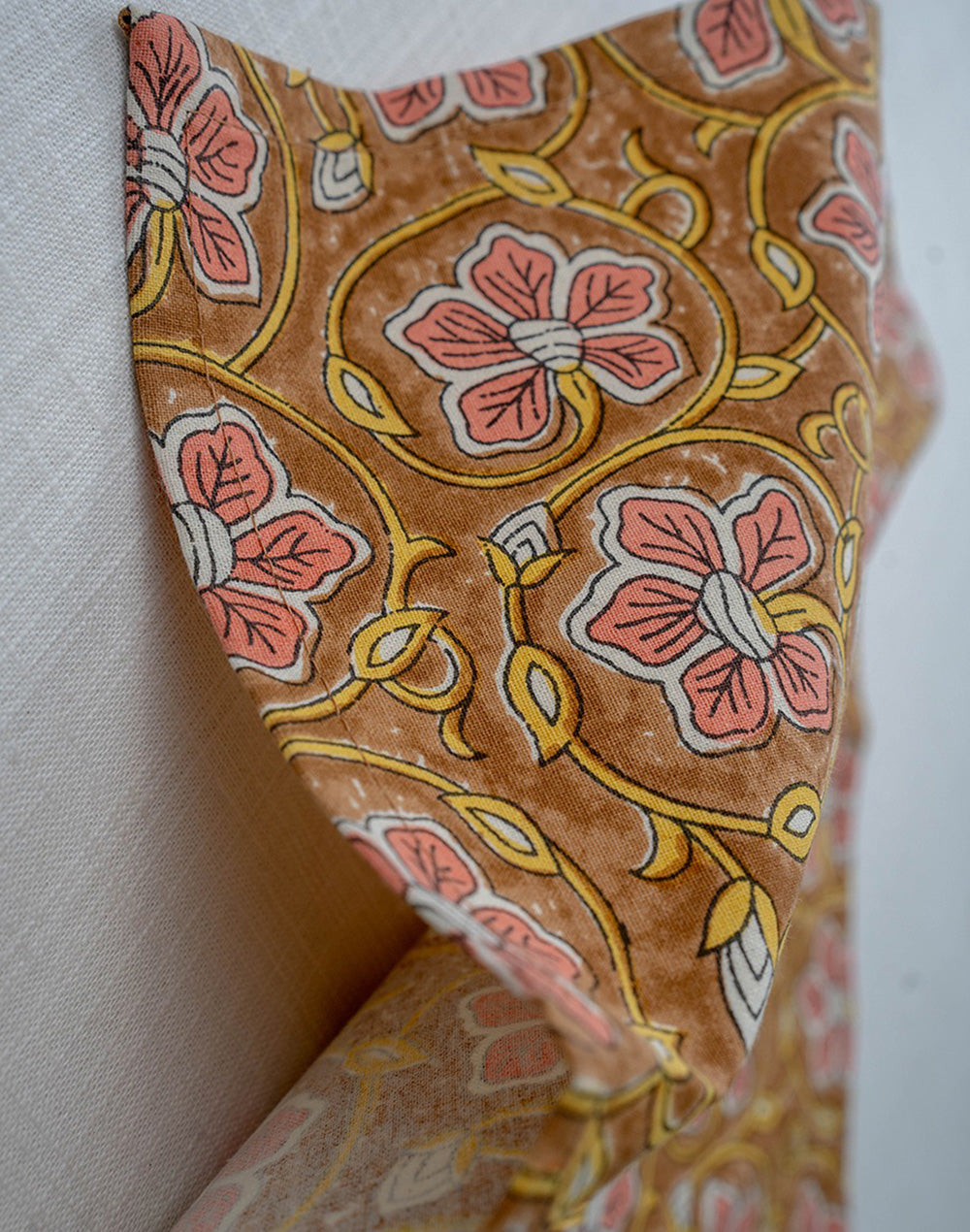 Set Of 6 - 12"X 12" Brown Floral Cotton Table Napkin