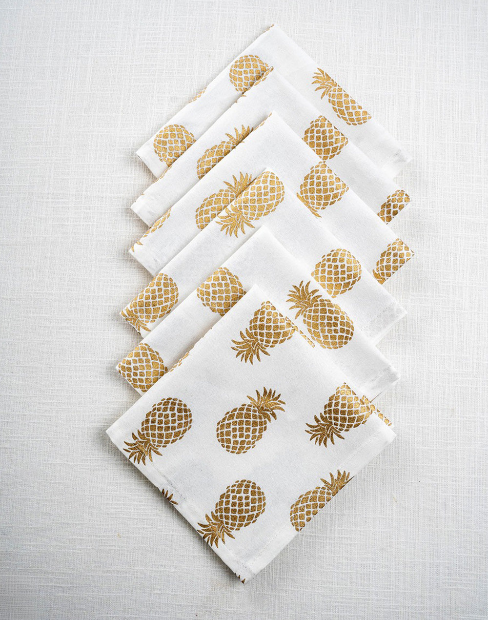 Set Fo 6 -12"X 12" Pineapple Print Cotton Napkin