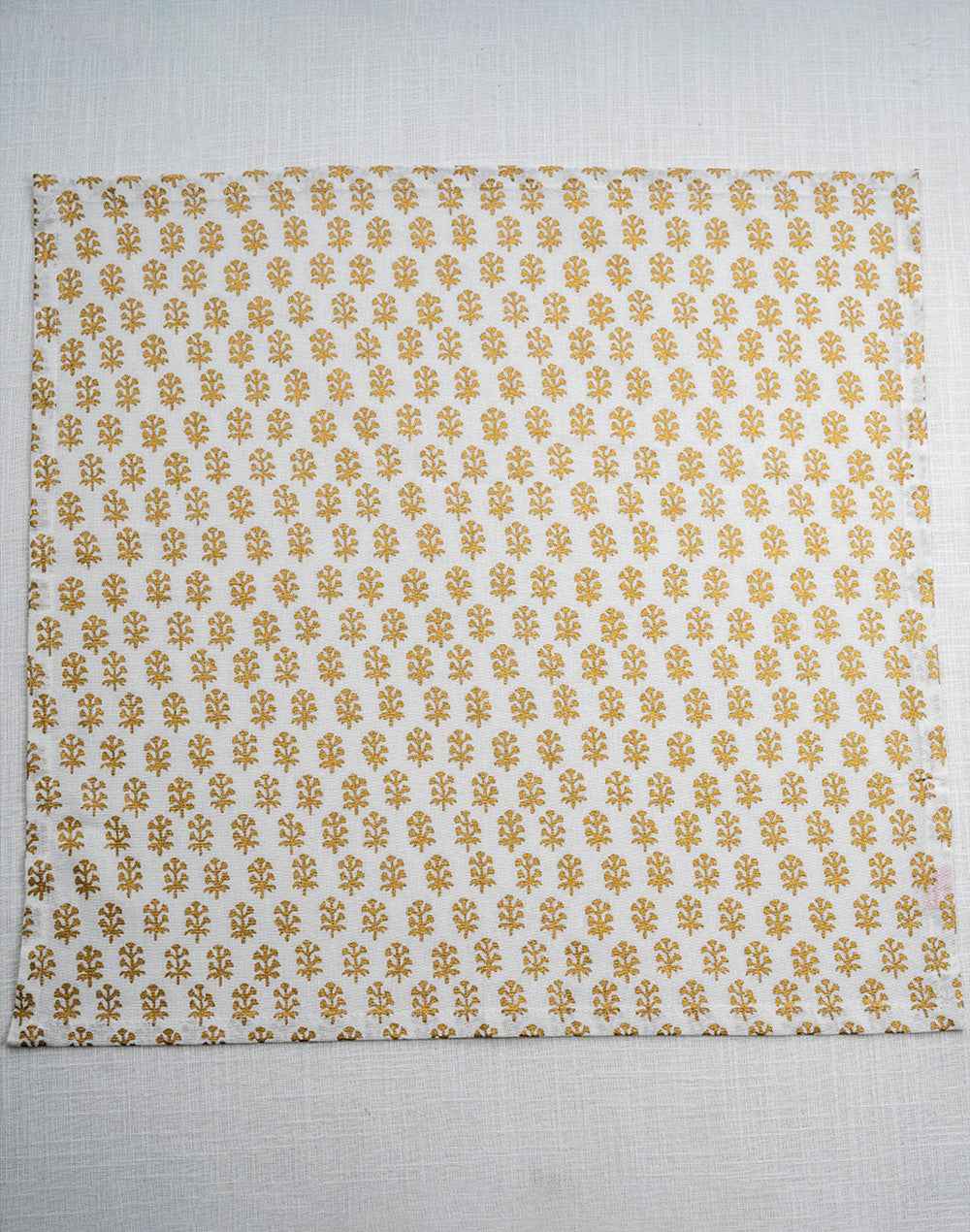 Set Of 6 - 16"X 16" White Cotton Gold Printed Napkin