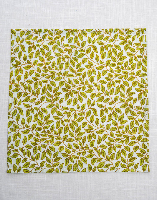 Set Of 6 - 12"X 12" Leafy Cotton Napkin