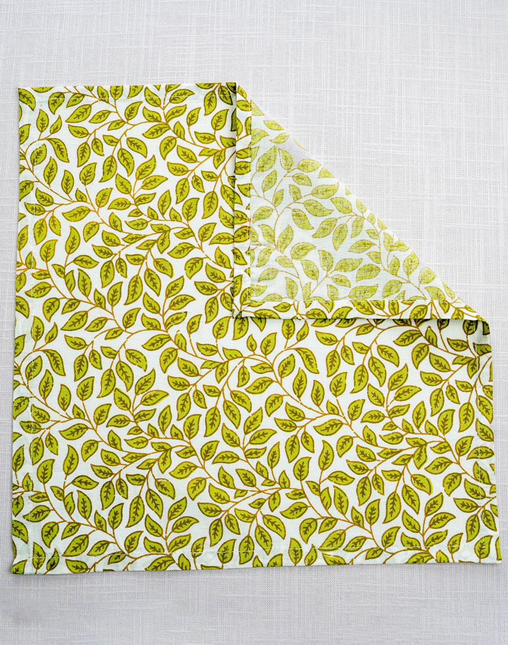Set Of 6 - 12"X 12" Leafy Cotton Napkin