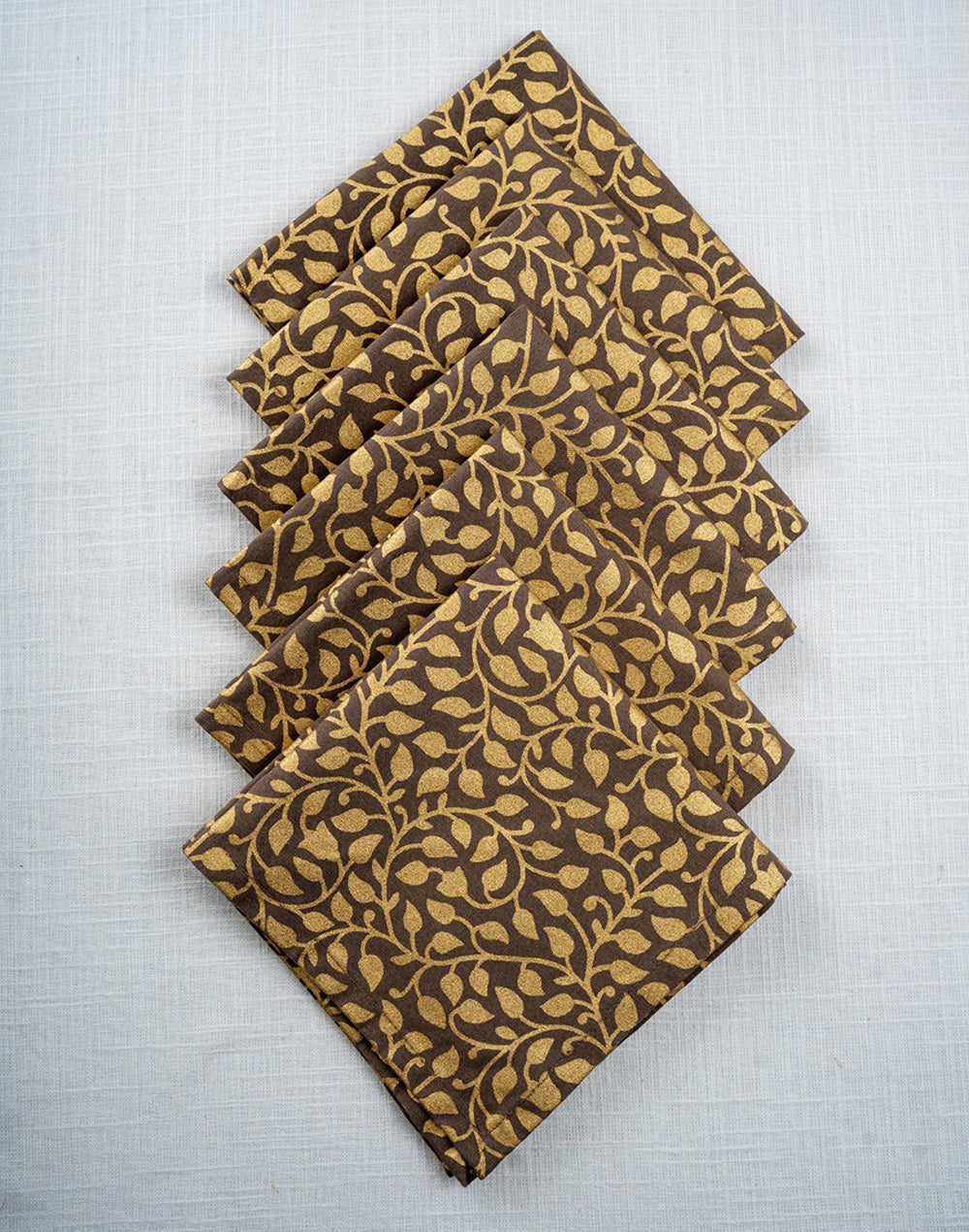 Set Of 6 - Brown Cotton Cocktail Napkin/ Party Napkins