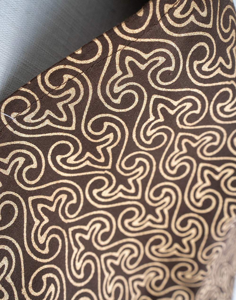 Set Of 6 - 12" Gold Print Paan Jaal Cotton Napkin / Festive Napkins