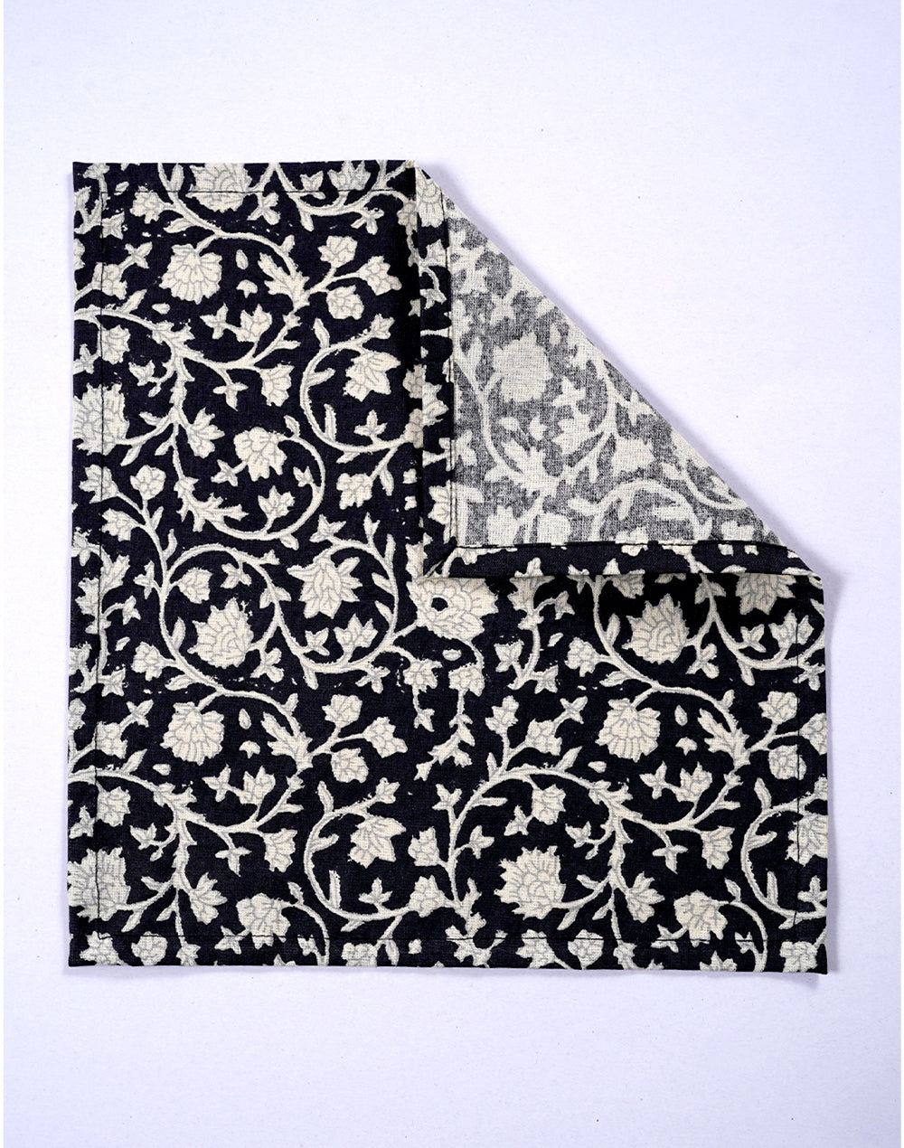 Set Of 4 - 10" Elegant Black Jaal Print Cotton Cocktail Napkin
