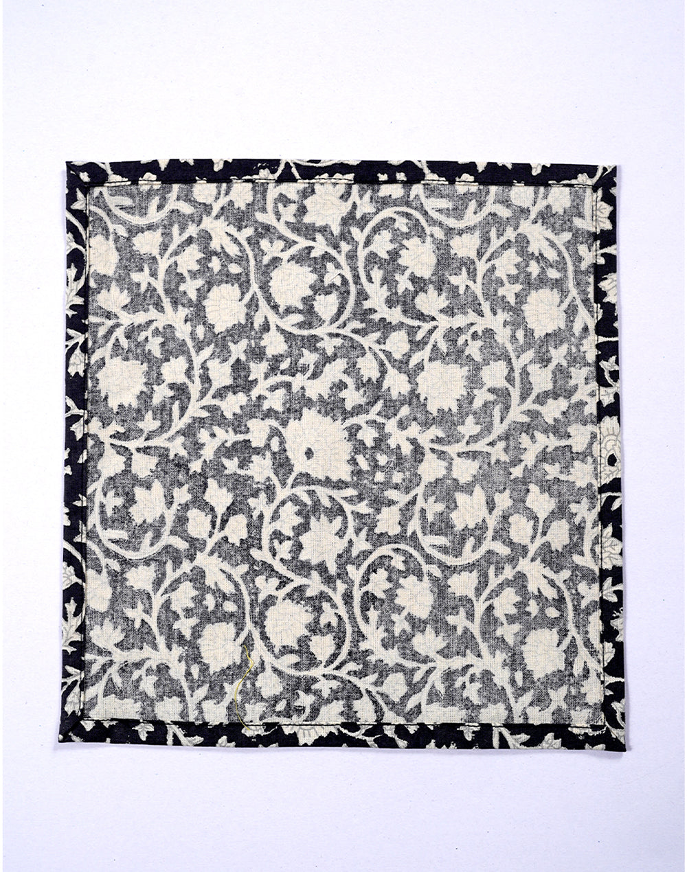 Set Of 4 - 10" Elegant Black Jaal Print Cotton Cocktail Napkin