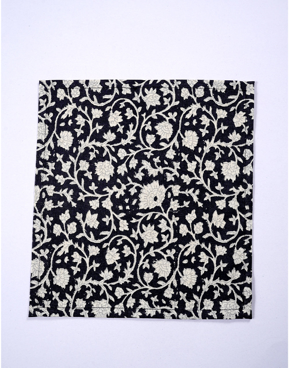 Set Of 4 - 10" Elegant Black Jaal Print Cotton Cocktail Napkin