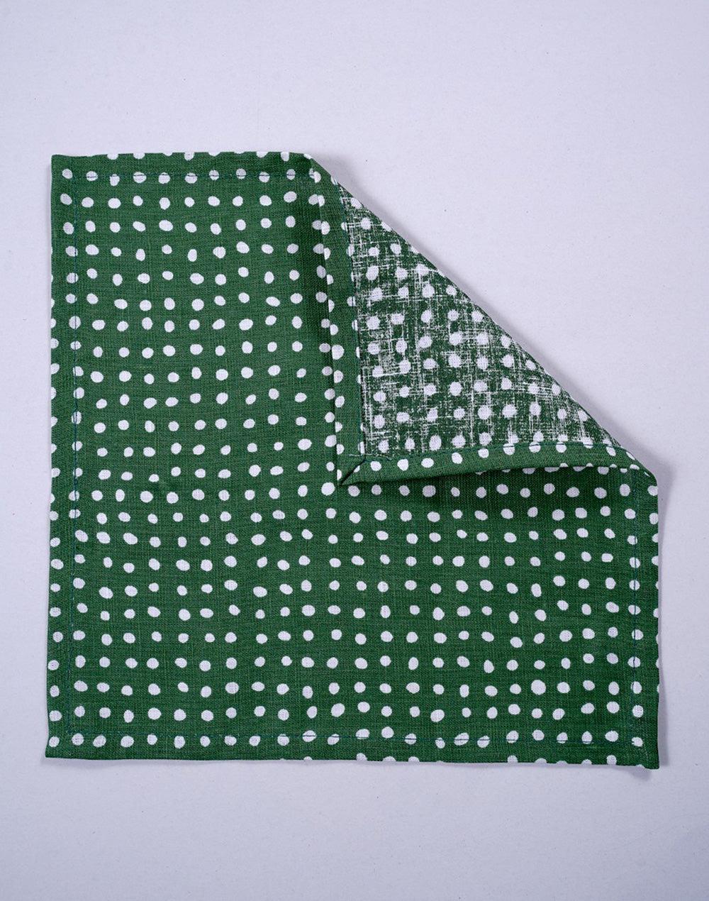 Set Of 6 - Green Linen Polka Dot Cocktail Napkin/ Party Napkin