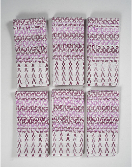Set Of 6 - 16" Abstract Lavender Cotton Table Napkins
