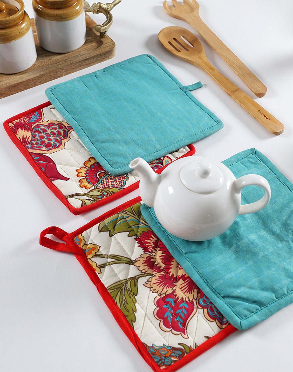 Floral Tea Pot Holder Set