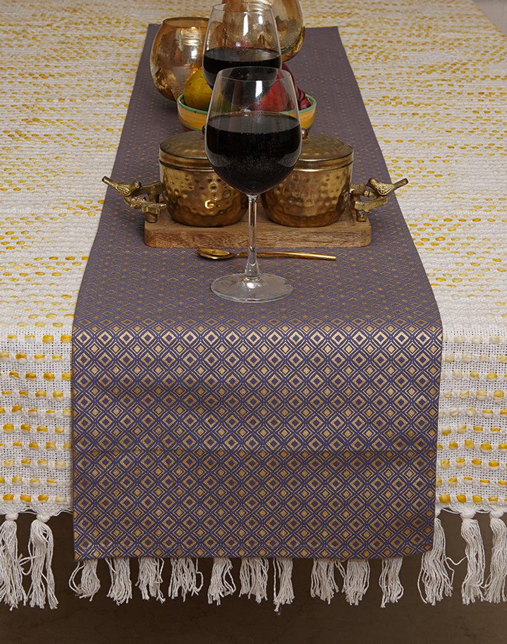 Purple Geometric Canvas 14X72 Inch Runner