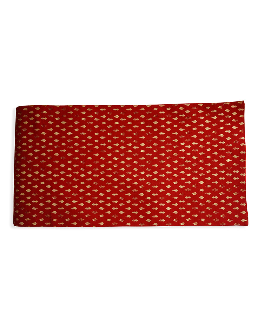 Red Decorative Gold Print Cotton Table Runner