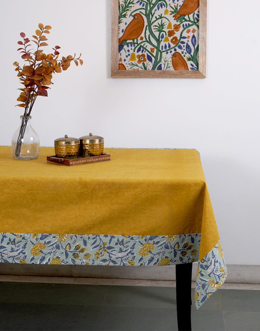 Mustard Floral Cotton Table Cover