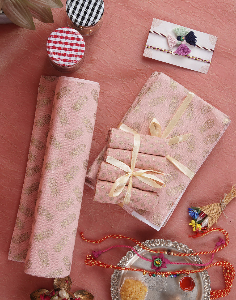 Festive Table Gift Set with Rakhis and Roli Chawal– Rakhi Edition