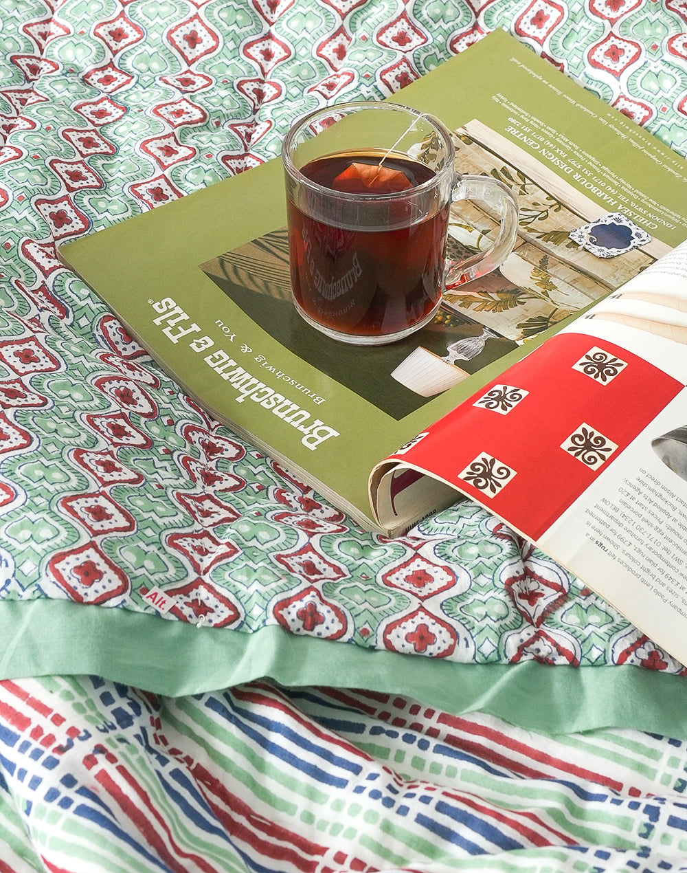 Multicolor Stripes Block Printed Cotton Quilt