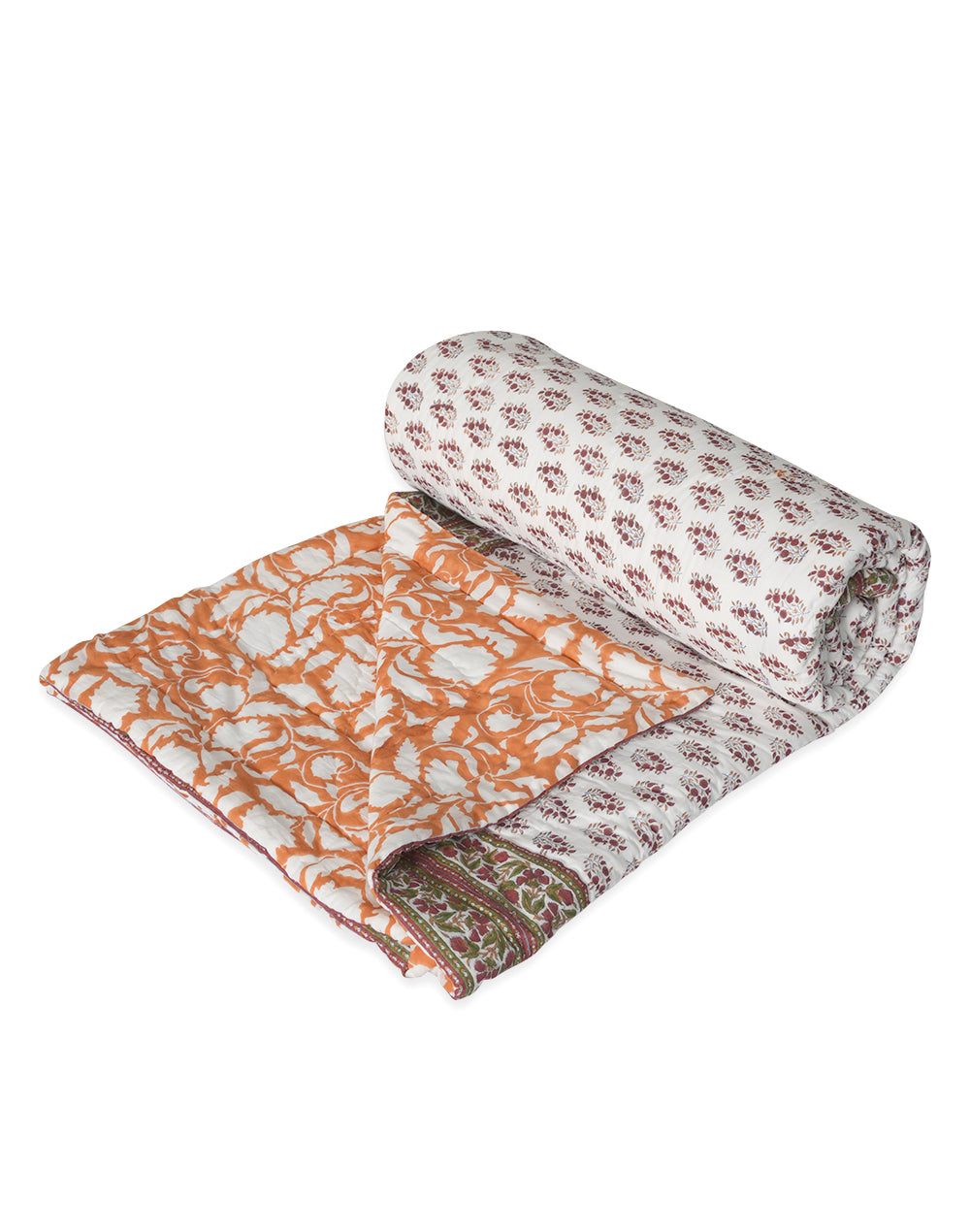 Ac Cotton Block Printed, Queen Bed Quilt