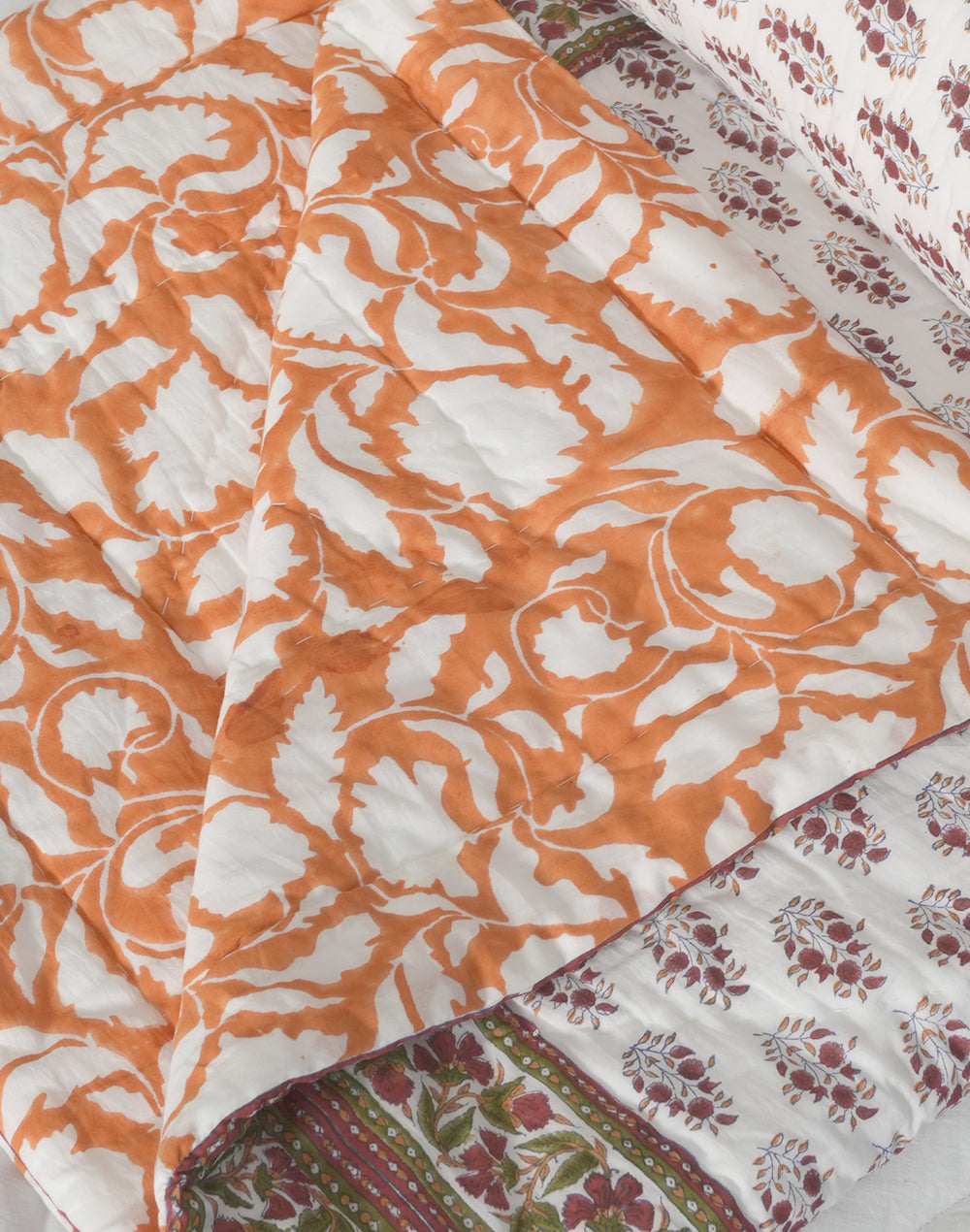 Ac Cotton Block Printed, Queen Bed Quilt