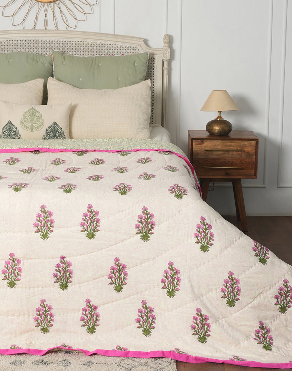 Pink Floral Ac Cotton Quilt