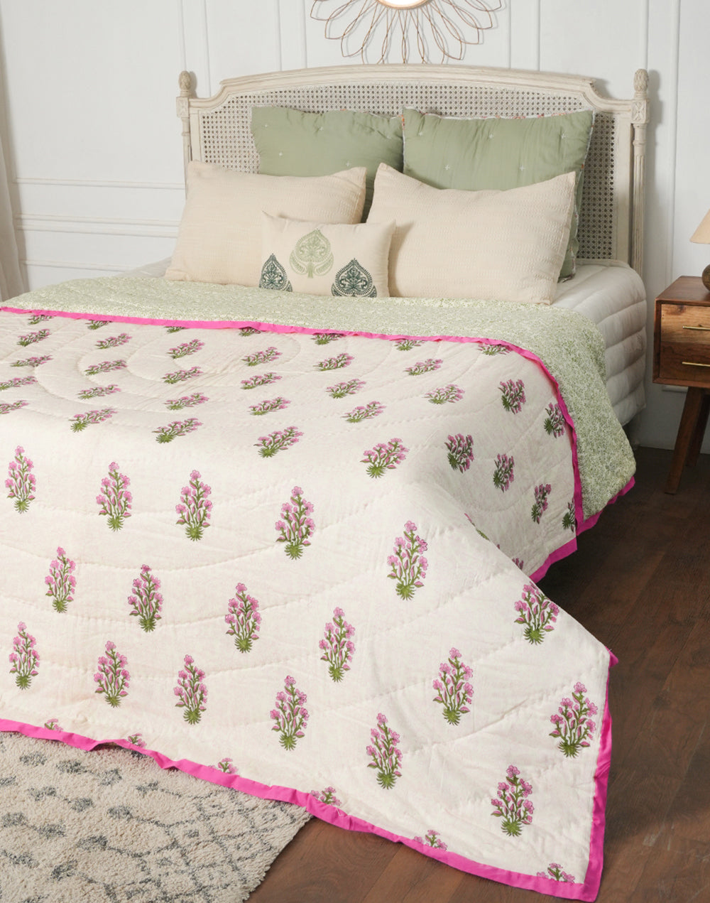 Pink Floral Ac Cotton Quilt
