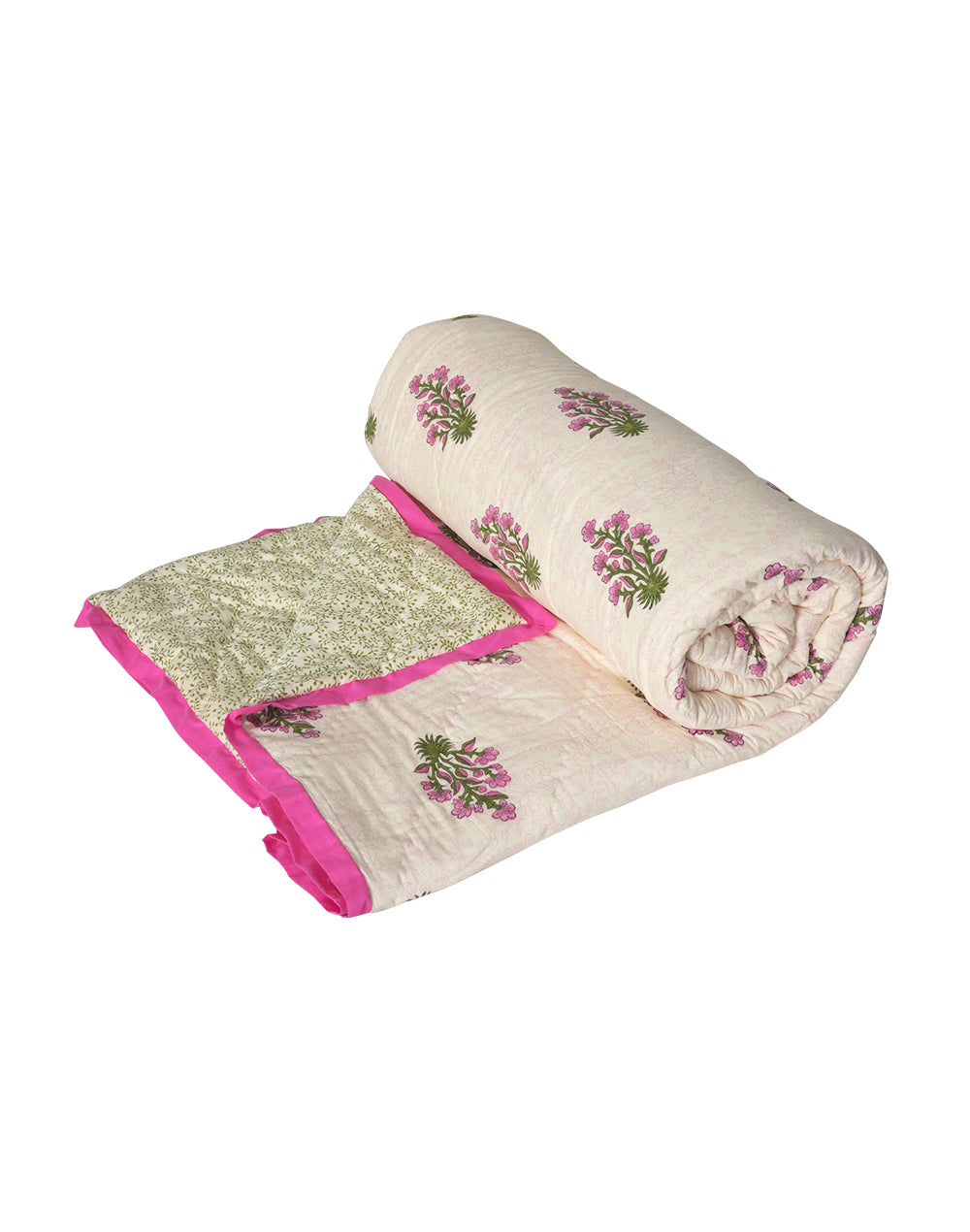 Pink Floral Ac Cotton Quilt