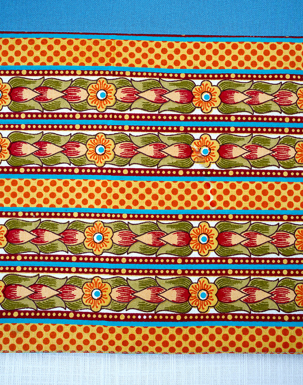 Blue Solid Runner With Printed Border