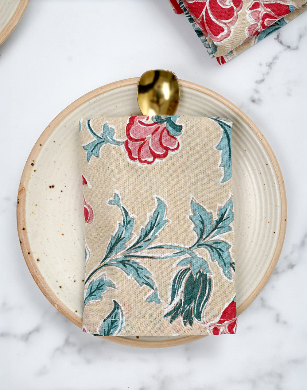 Set Of 6 - 16" Floral Cotton Printed Dinner Napkin