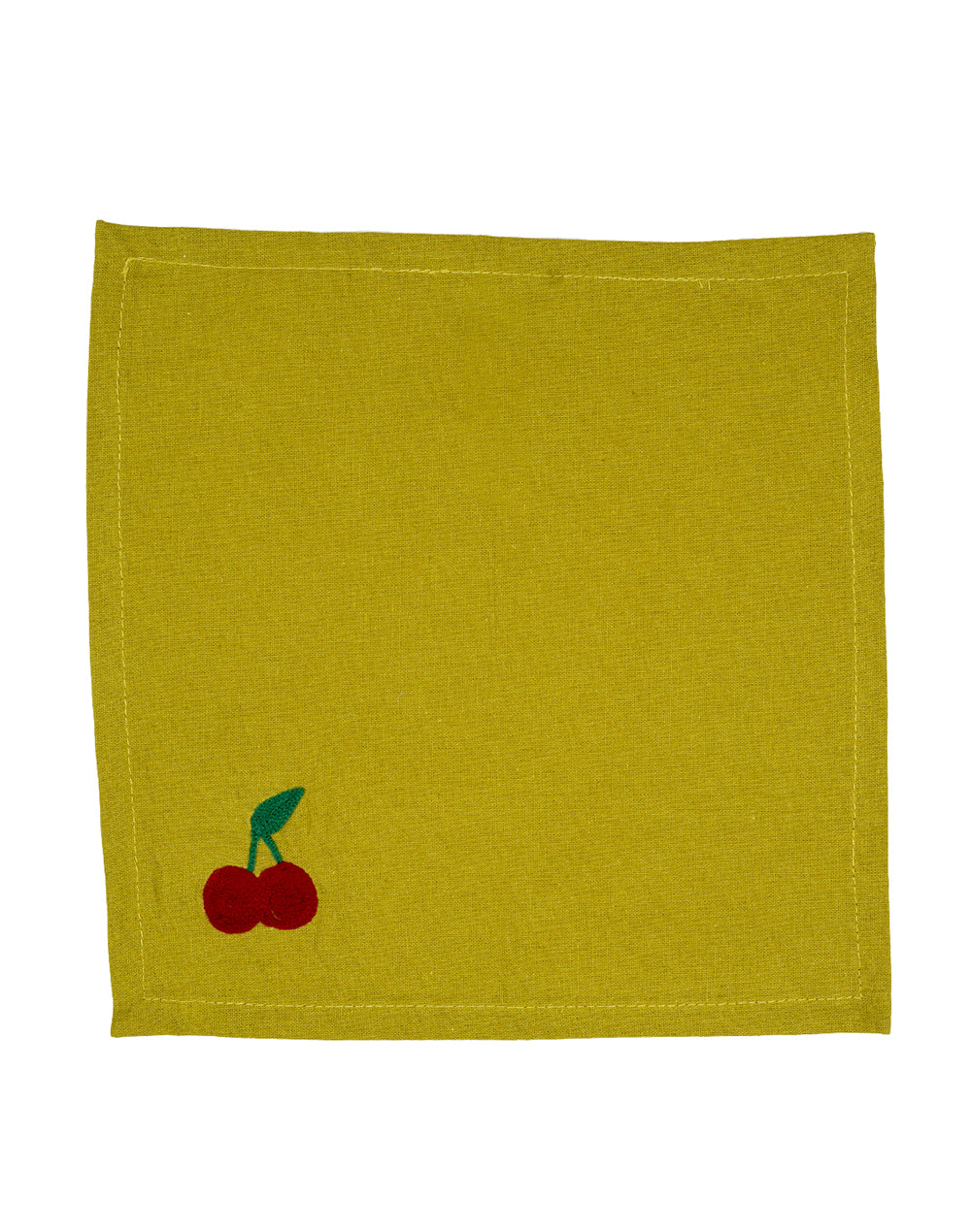 Set Of 4 - 8" Cherry Embroidered Cocktail Napkins/ Party Napkins