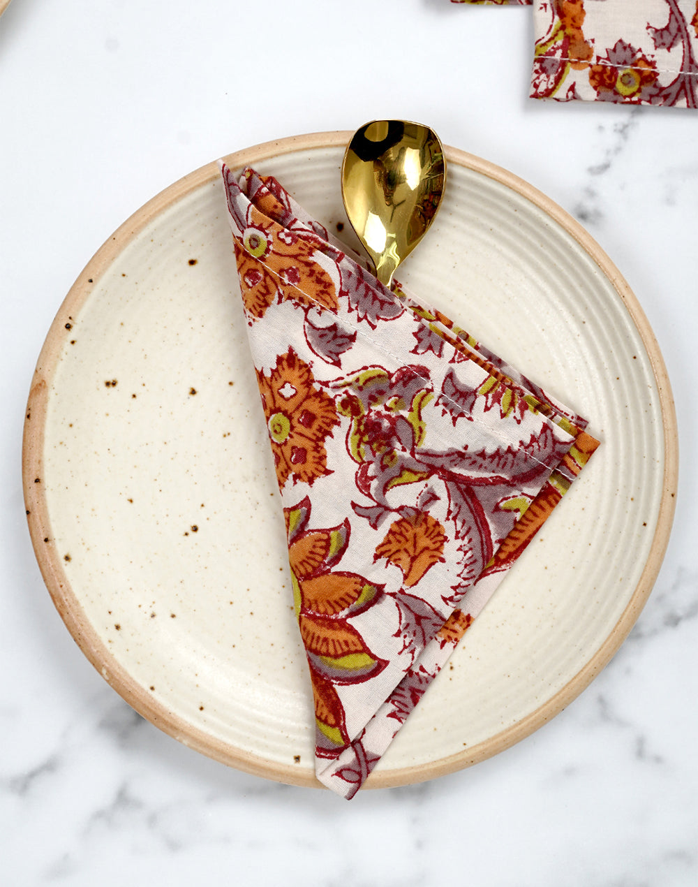 Set Of 6 - 10" Jacobean Jaal Printed Cotton Cocktail Napkin