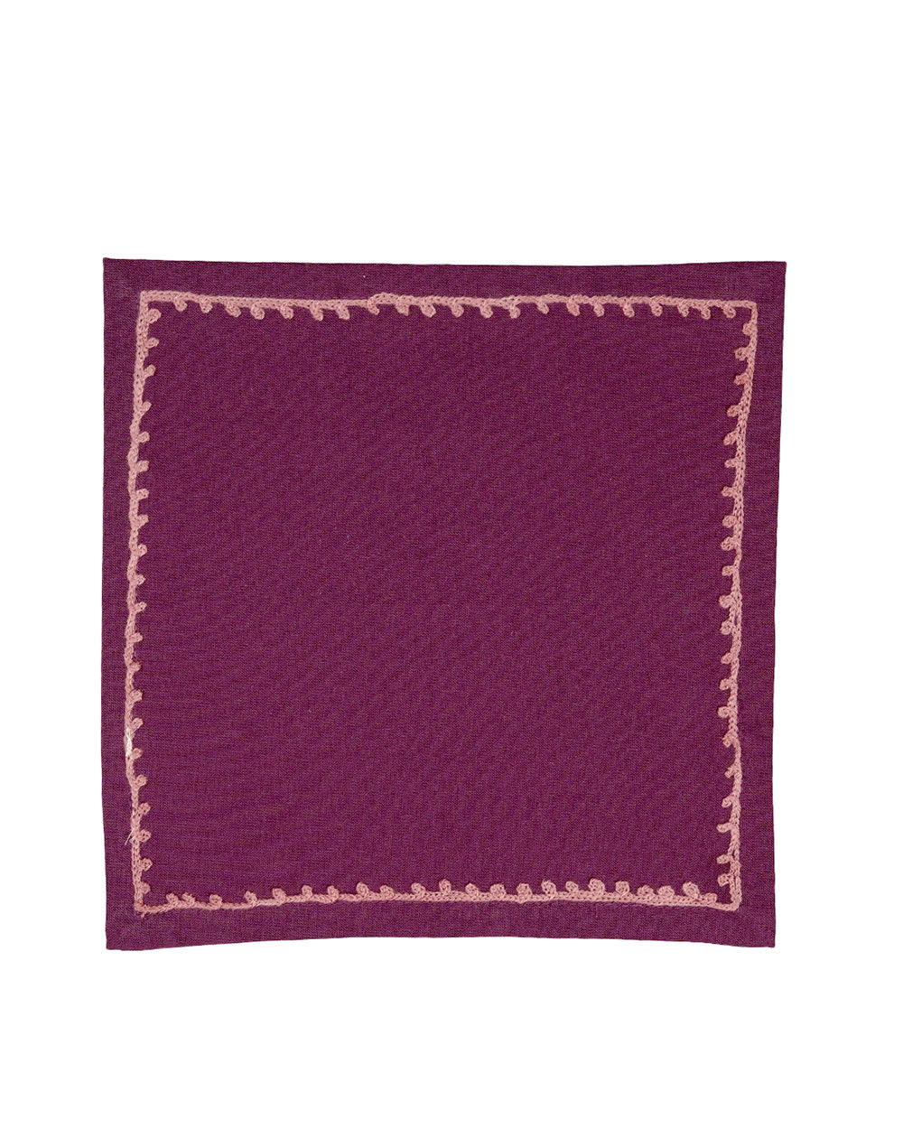 Set Of 4 - 8" Embroidered Cocktail Napkins/ Party Napkins