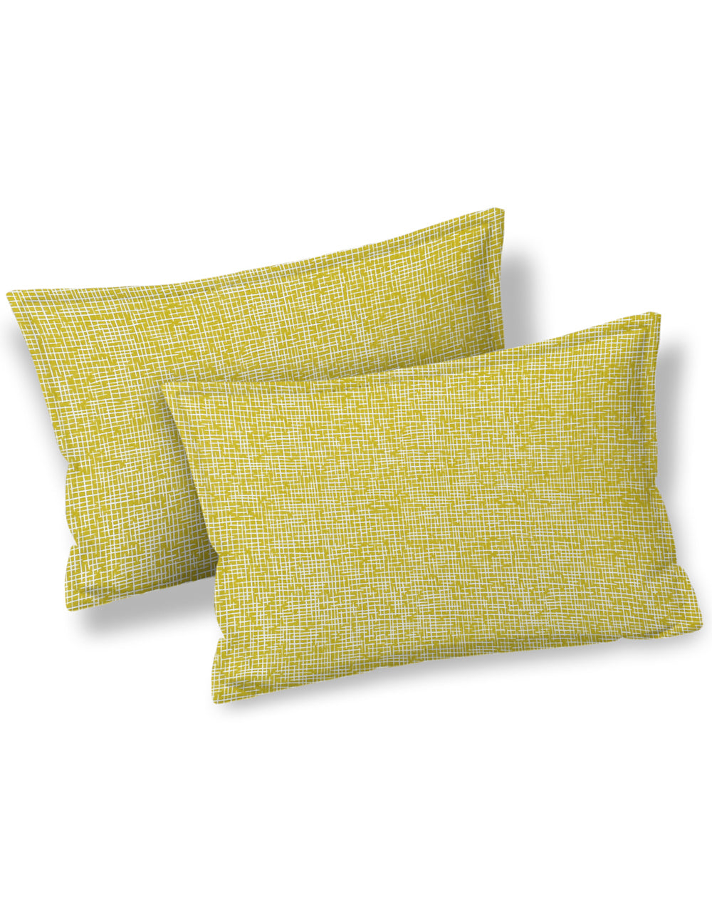 Queen Size - Green Geometric Print Cotton Besheet Set with 2 Pillow Covers