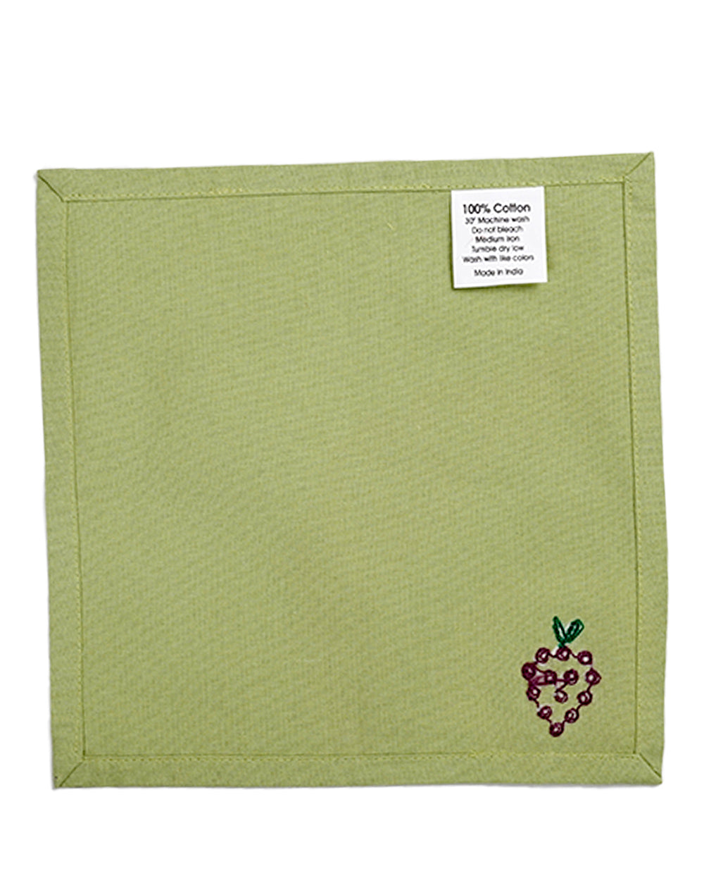 Set Of 4 - 8" Cocktail Grape Embroidered Napkins
