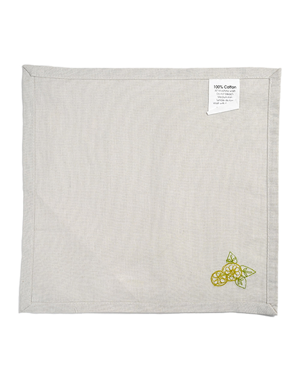 Set Of 4 - 10" Lemon Embroidered Cocktail Napkin/ Party Napkins