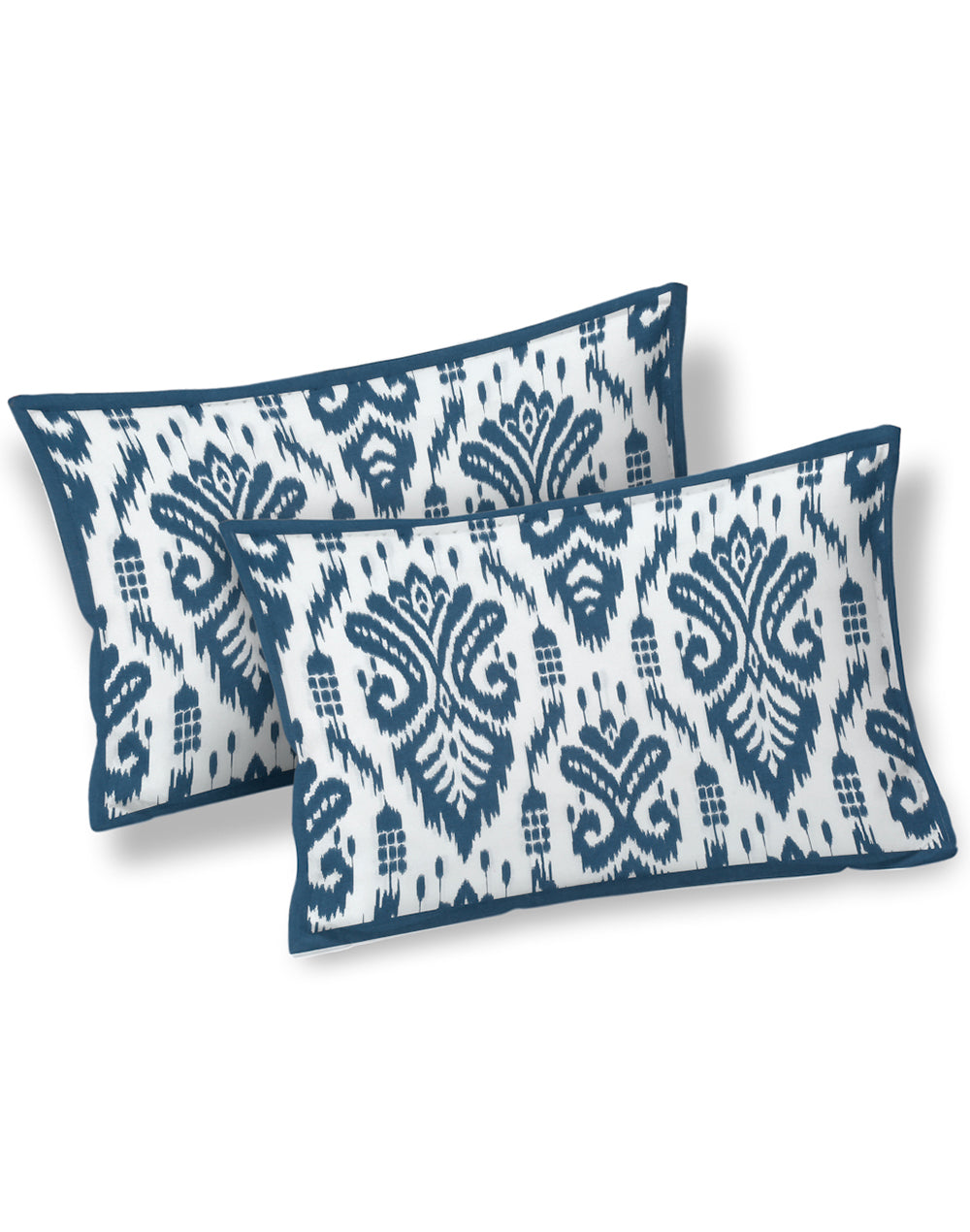 Queen Size - Blue Cotton Bedsheet Set With 2 Pillow Covers