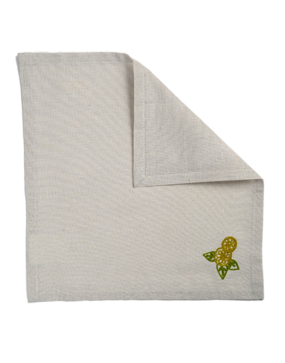 Set Of 4 - 10" Lemon Embroidered Cocktail Napkin/ Party Napkins