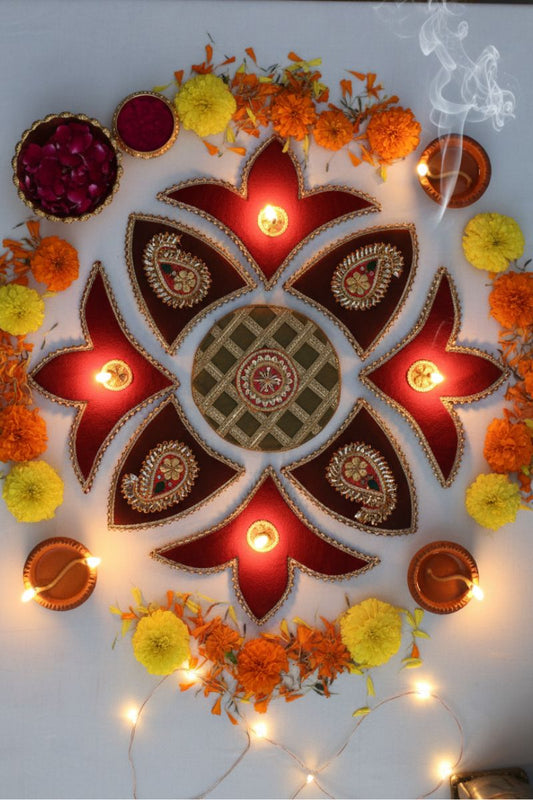 Handmade Gota Diwali Fabric Reuseable Rangoli