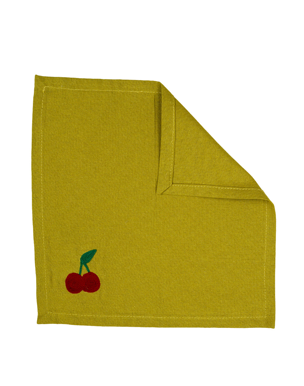 Set Of 4 - 8" Cherry Embroidered Cocktail Napkins/ Party Napkins