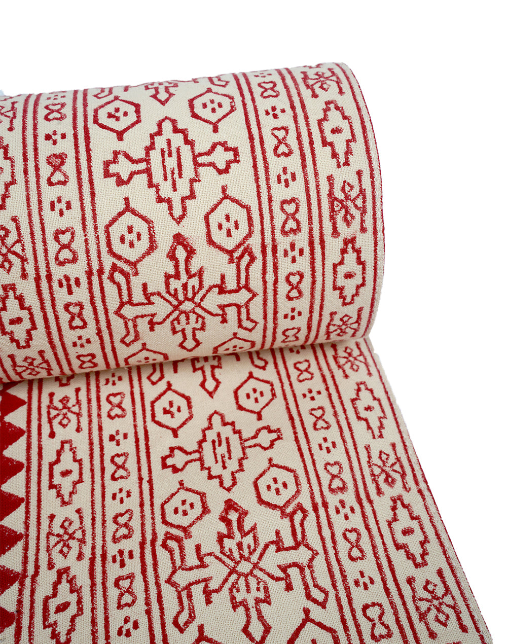 Red Block Printed Cotton Table Runner
