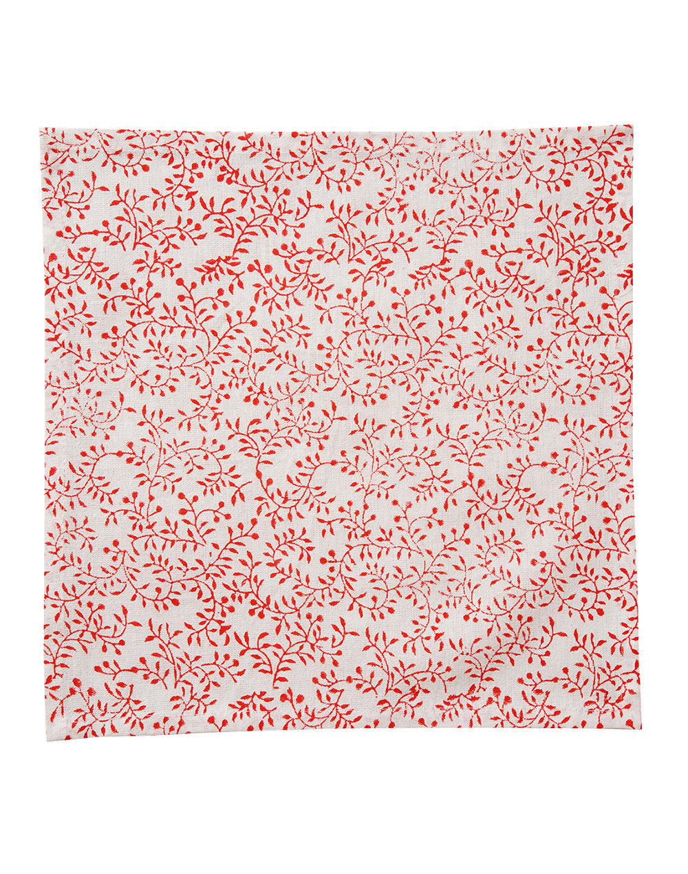 Set Of 6 - 12 " Red Leafy Cotton Printed Soft Napkin
