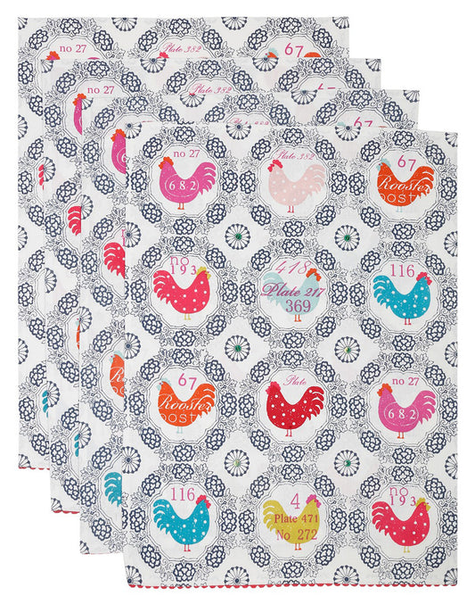 Set of 4 - Multicolour Printed Cotton Kitchen Towel/ Dish Towel