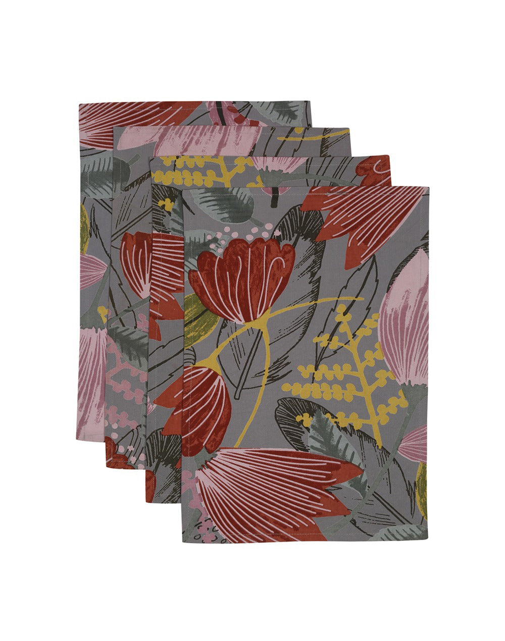 Set of 4- Grey Cotton Placemat For Dining Table