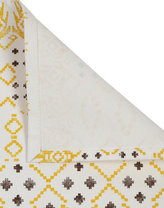 Set of 4- Yellow 100% Cotton Printed Table Mat