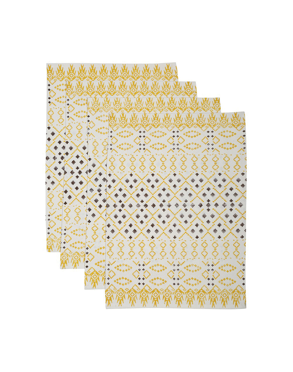 Set of 4- Yellow 100% Cotton Printed Table Mat