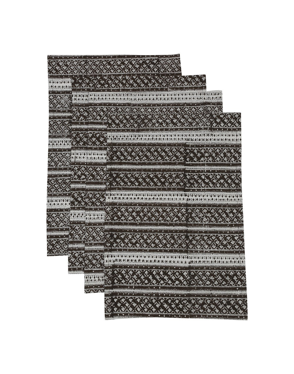 Set of 4- Brown Cotton Printed Table Mat